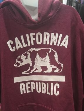 Bowery Supply Co. California Republic Maroon Pullover Hoodie - XL